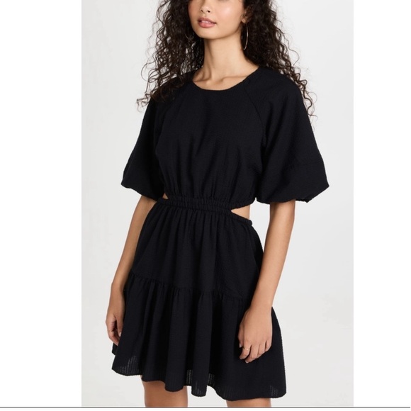 Madewell Seersucker Puff Sleeve Cutout Mini Dress - Picture 6 of 13